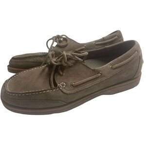 Rockport Men’s 9.5 Brown Leather Boat Shoes APM7165R Deck Moc Toe Casual Comfort